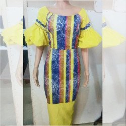 Classic round neck puff arms gown