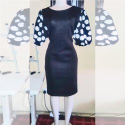 Ruff puff sleeve elegant office ladies