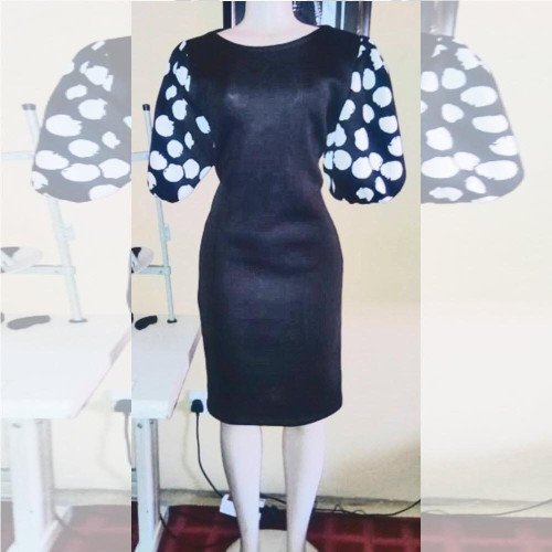 Ruff puff sleeve elegant office ladies